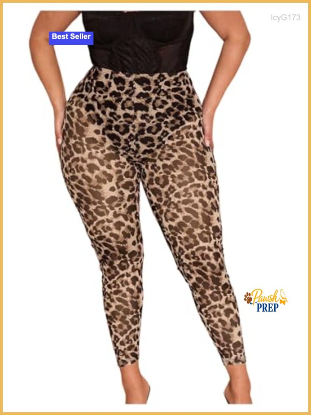 Plus Size High Waist Skinny Mesh Leggings Cheetah Print See Through Yoga Pants